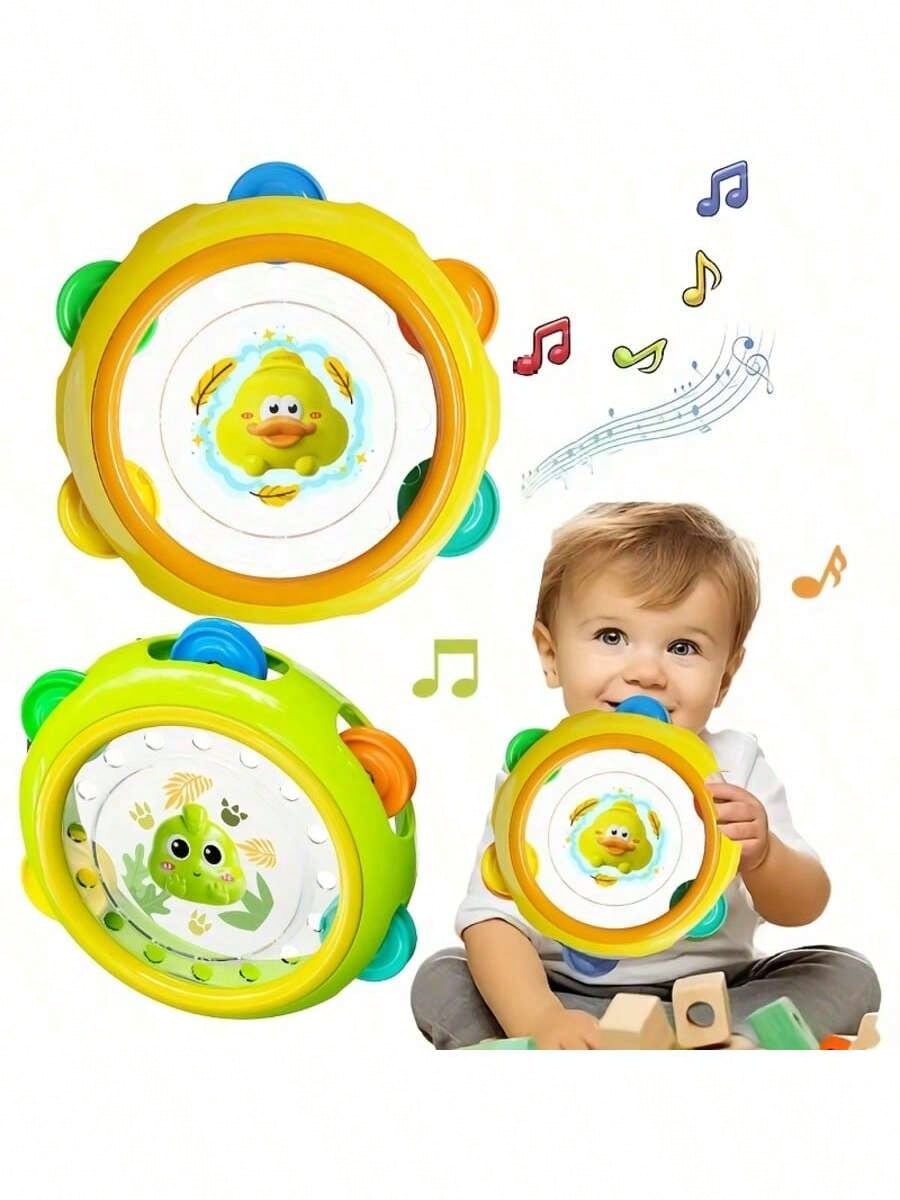 0-3 Years Old Children's Vibrating Hand Drum Toy: Colorful Frog And Chicken Shaped Toys, With Yellow Duckling And Chick Patterned Baby Rattles, Ideal Gifts For Back To School, Halloween And Christmas