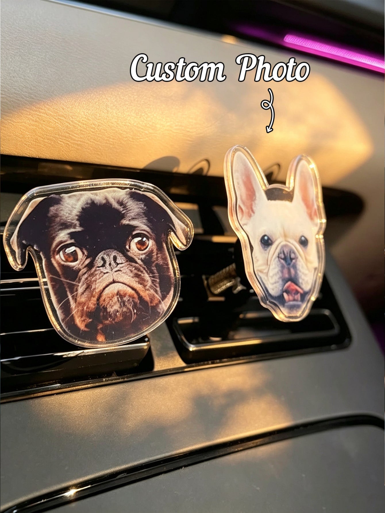 1/3/5pcs Car Air Conditioner Outlet Spring Rocker Photo Customized Decoration Ornaments, Personalized Car Interior Decoration, Wedding Family Graduation Photos
