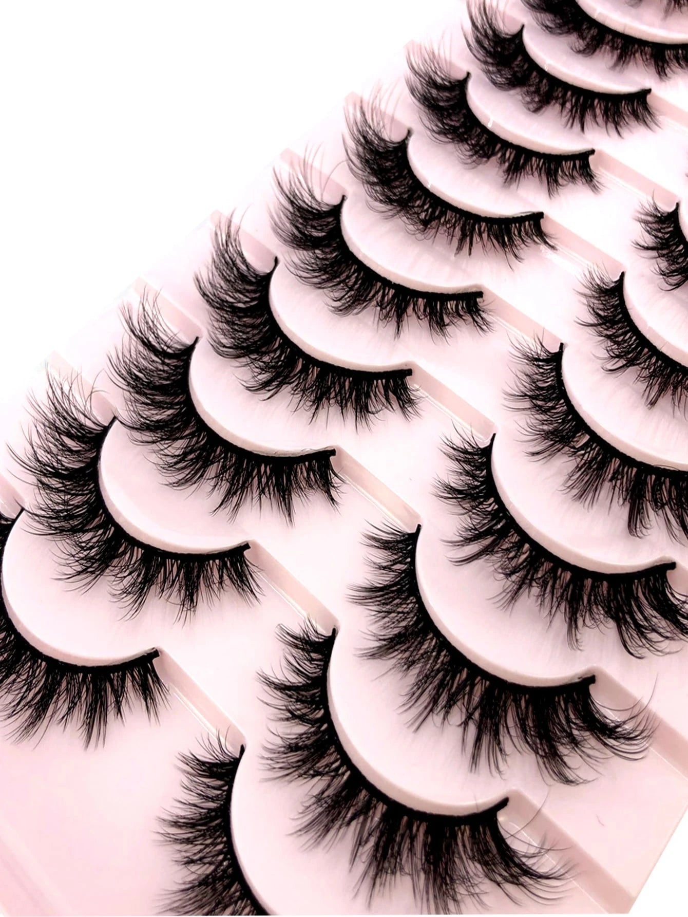 10 Pairs Criss-Cross Dense Natural Faux 3D Mink Lashes, Long Lash Extensions For Everyday Wear