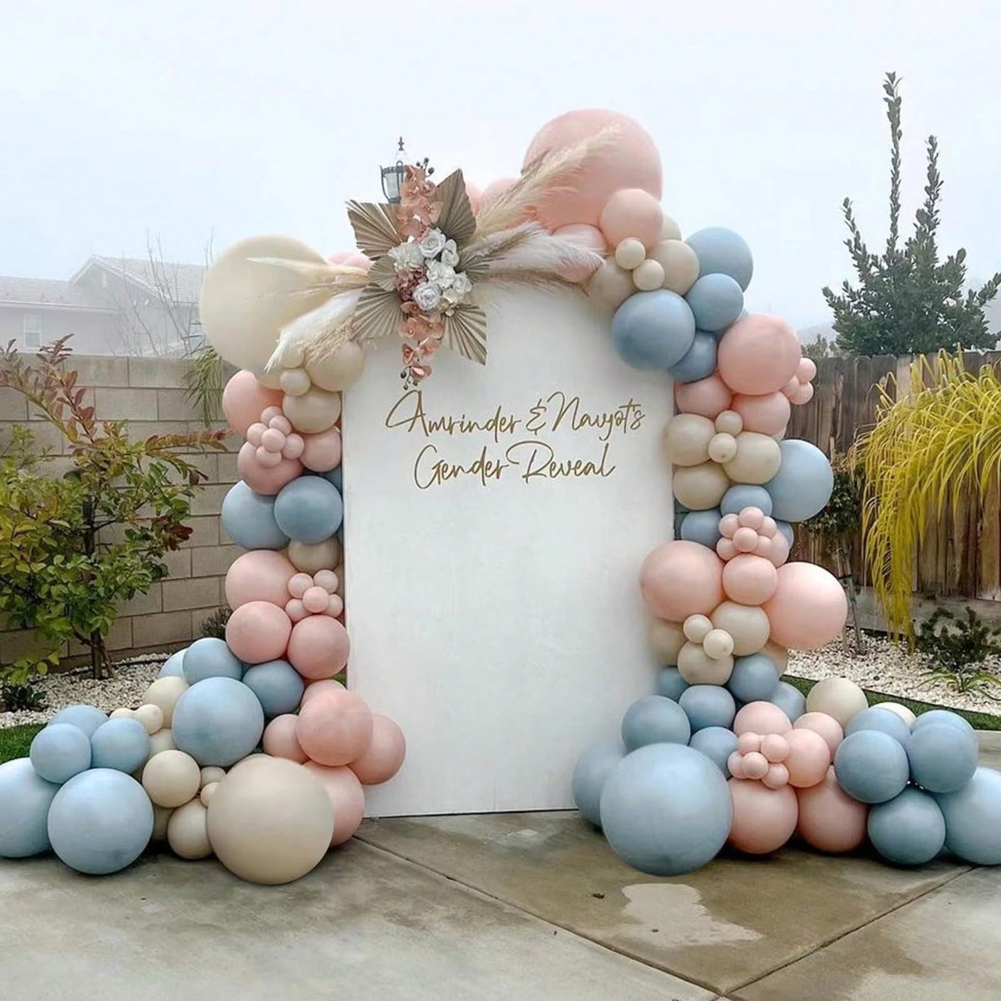 115pcs Gray Pink And Gray Blue Balloon Arch Sets Reveal Gender For Boys, Girls, Children's Birthdays, Baby Showers, Party Decorations