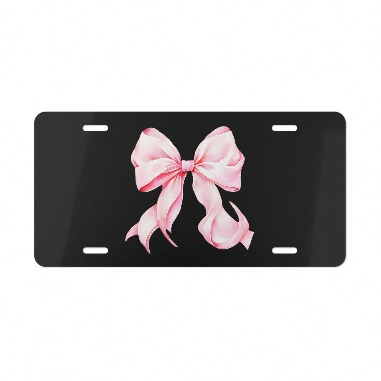 1Pc Pink Bow License Plate: Romantic Car Decor, Aluminum Plate License Plate Car Tag, Car Accessories Decor 6x12inch