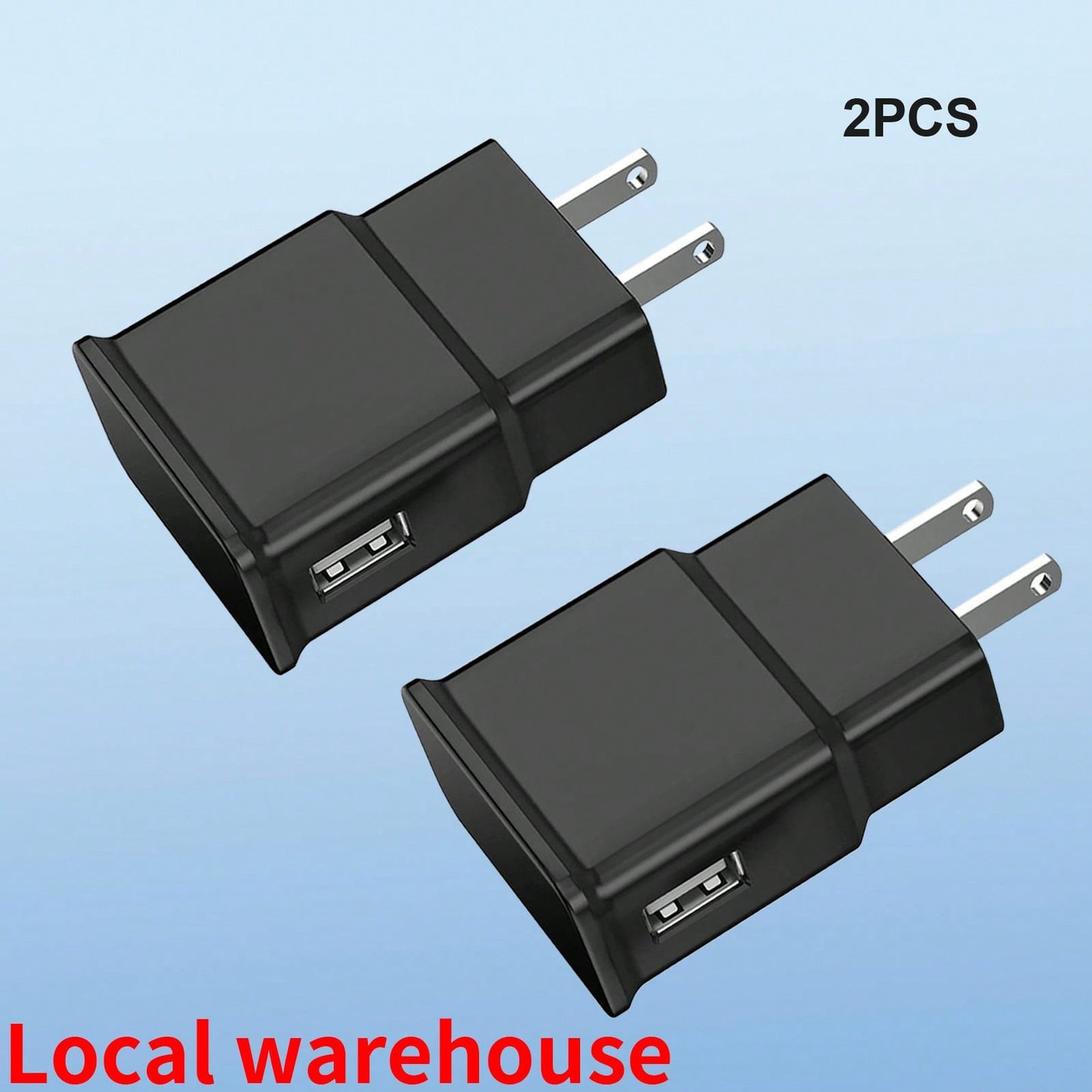 2Pcs Black USB-A Wall Charger, Fast Charging For Galaxy & Android Devices, Compact Portable Power Adapter, Local Warehouse Phone Charger High Output Power