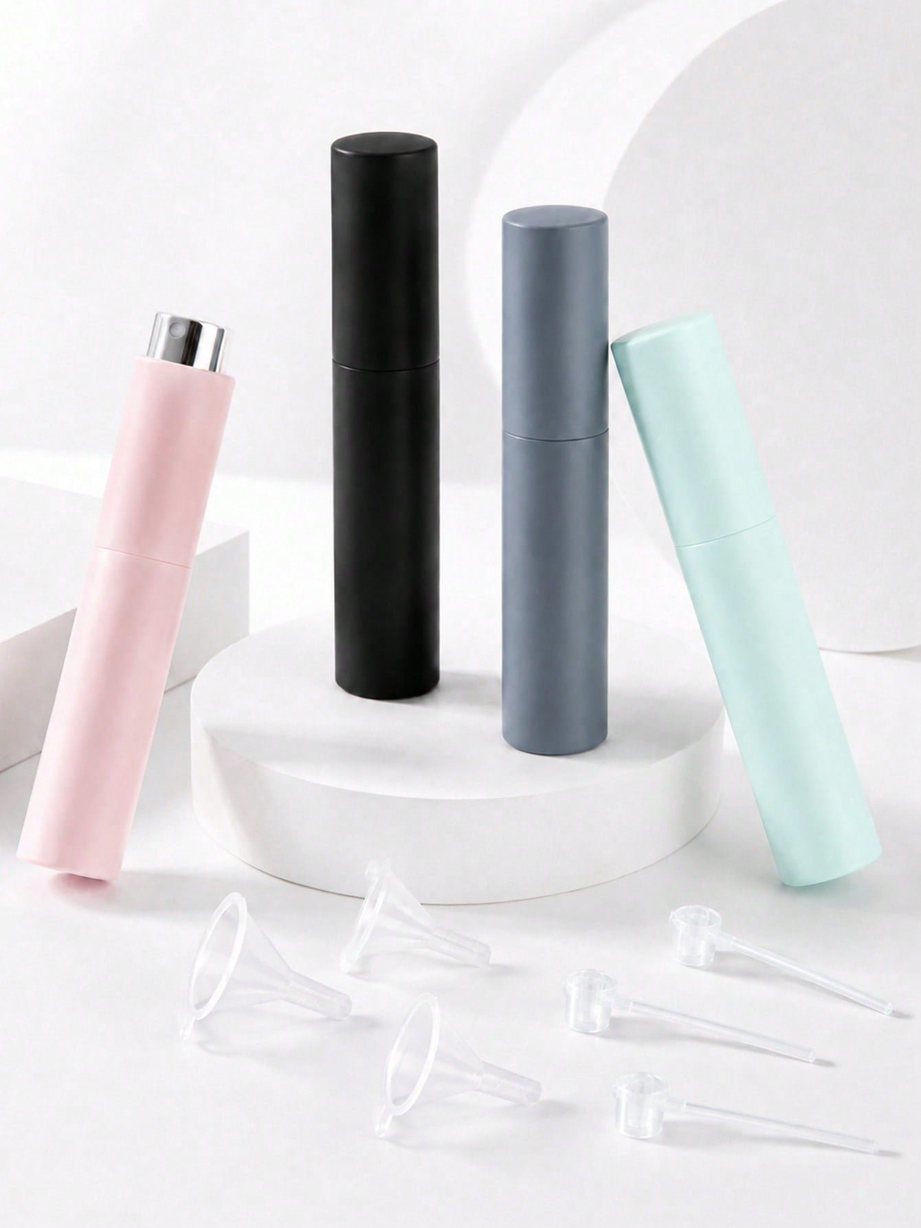 3pcs/2pcs 10ML Portable Perfume Refillable Spray Bottles With Dispenser, Solid Color Shell With Glass Inner Liner, Leak-Proof And Corrosion-Resistant, Refillable For Perfume, Toner, Spray. Compact And