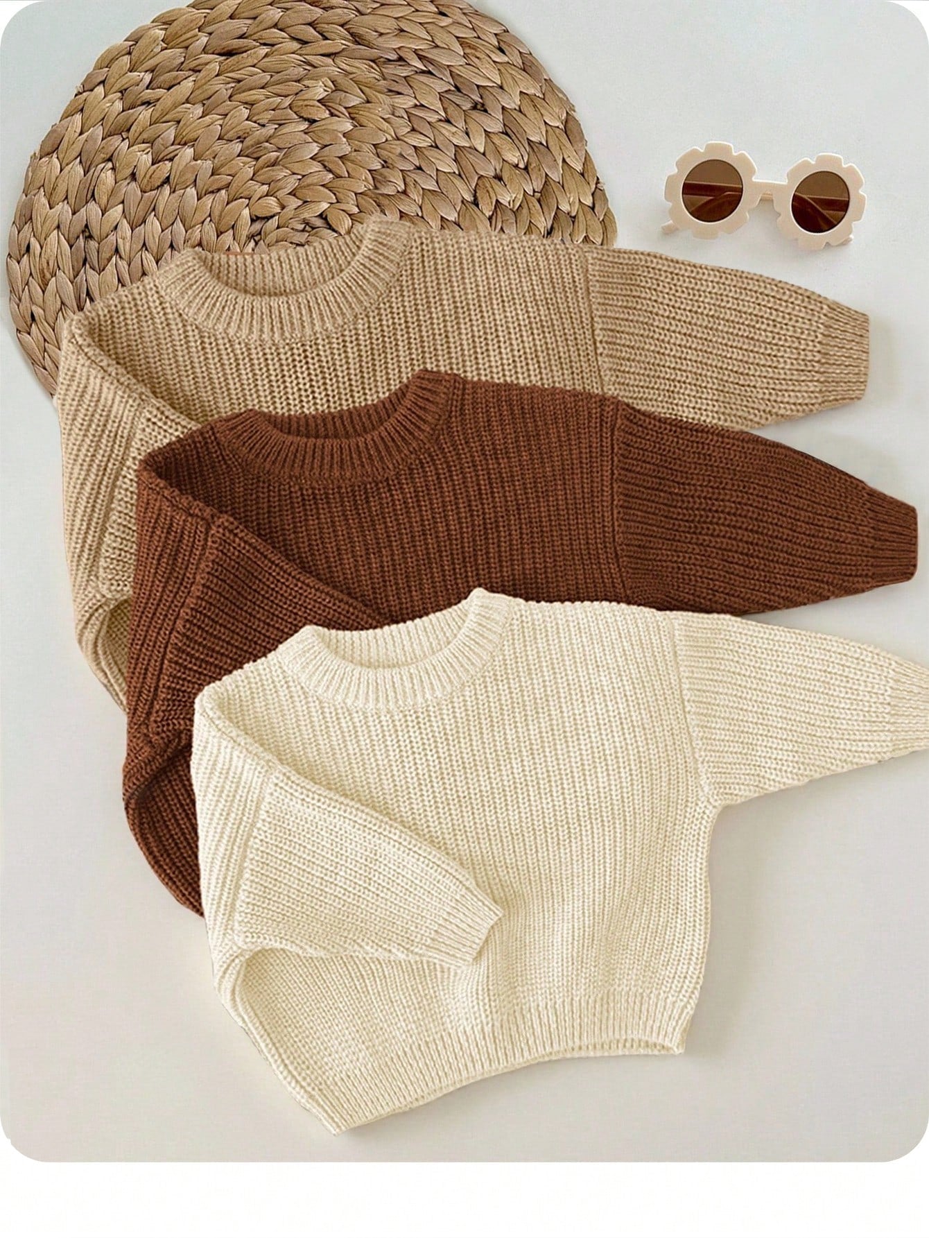 3pcs/Set Baby Boy Casual Loose Fit Round Neck Long Sleeve Sweater, Suitable For Summer,In Fall/Winter