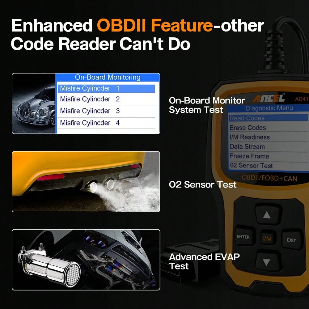 ANCEL AD410 Enhanced OBD2 Scanner, Check Engine Fault Code Reader For Vehicles, Automotive Mechanic Tools Fault Diagnosis, OBDII Diagnostic Scan Tool For 1996+ All OBDII Cars,Scanner Automotriz, Car S