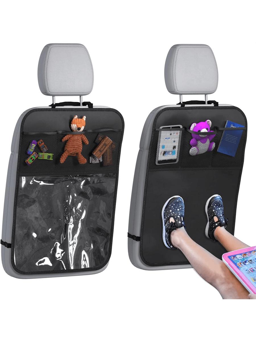 Back Seat Cover For Kids+3 Pocket Storage Organizer+Waterproof PVC, 1 Pc/2 Pcs-Large Waterproof Kick Mats Backseat Protector, Car Seat Back Protectors