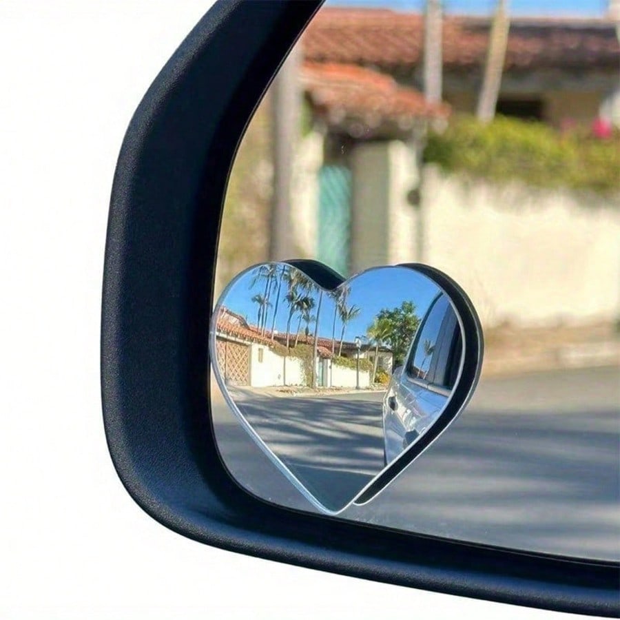 Car Blind Spot Rearview Mirror, Wide-Angle 360 Degree Adjustable Heart-Shaped Rearview Mirror, Car Reversing Assist Rearview Mirror, Convex Mirror