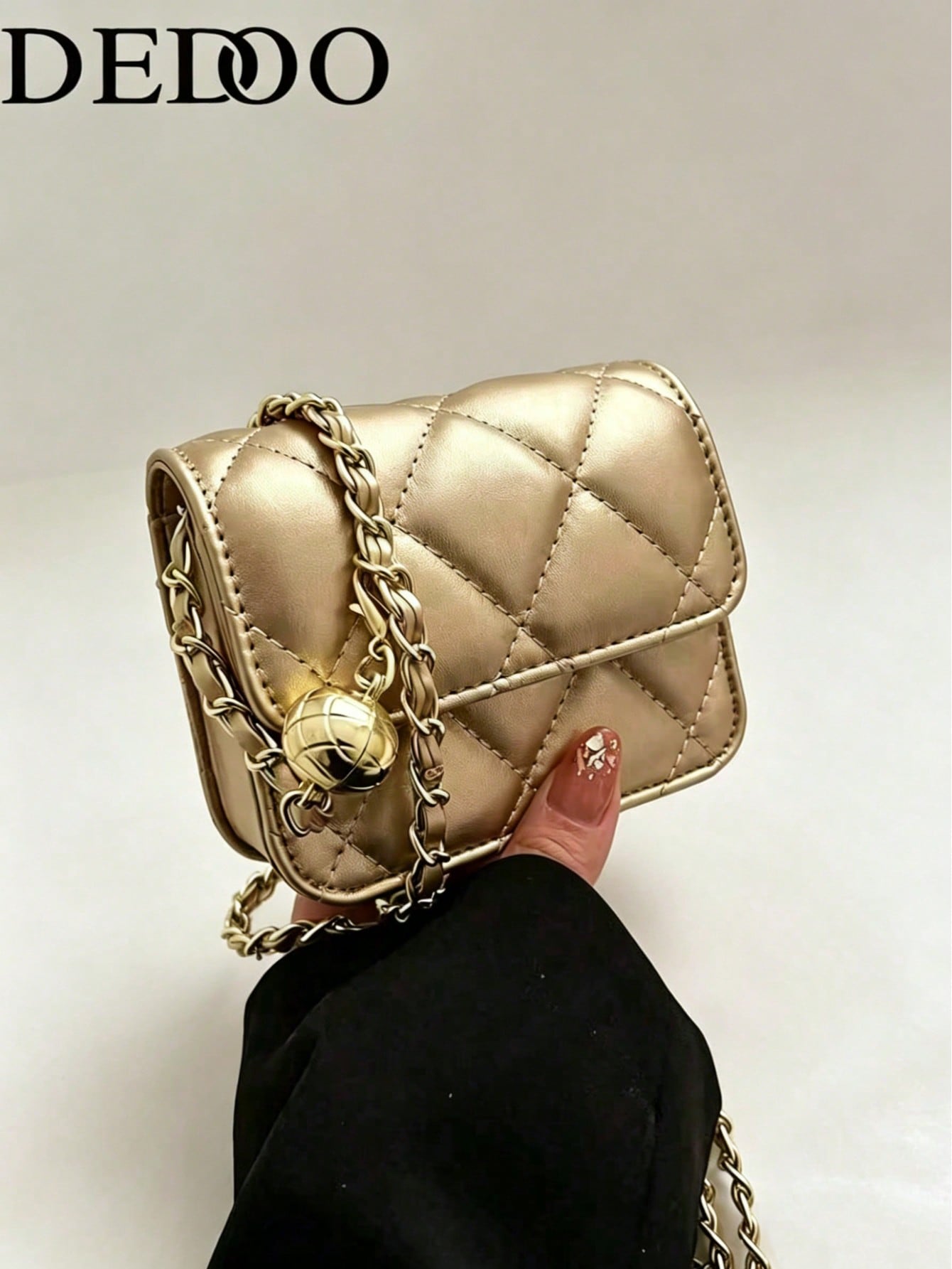 Dedoo Popular Spring/Summer Premium Texture Mini Lipstick Bag, Chain Shoulder Strap, Can Be Carried On Shoulder Or Underarm