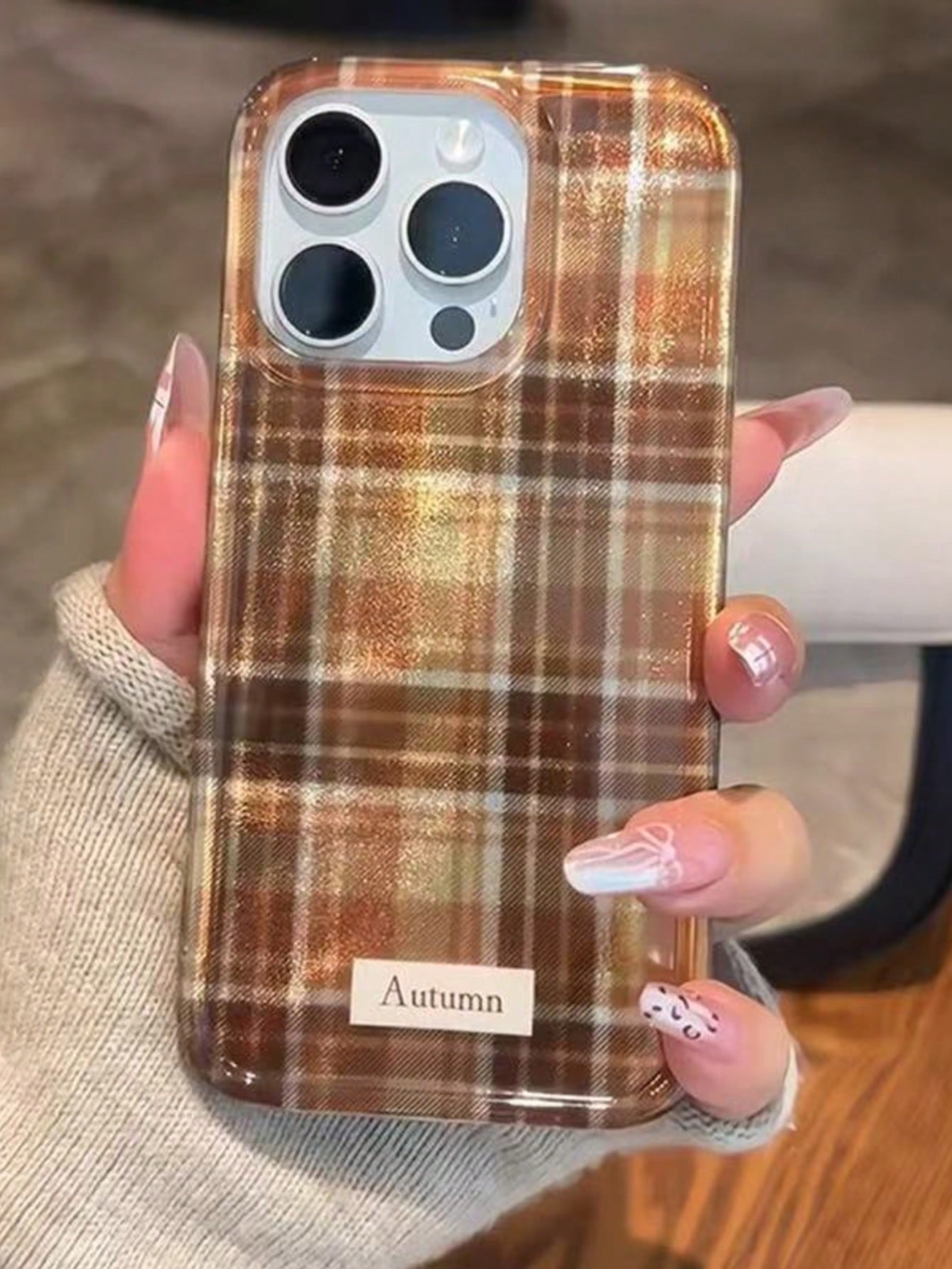 Fashionable New 3D Autumn/Winter Brown Plaid Compatible With Apple 18 17 Air 11 12 13 14 15 16 Pro Max IMD Shockproof Protective Case