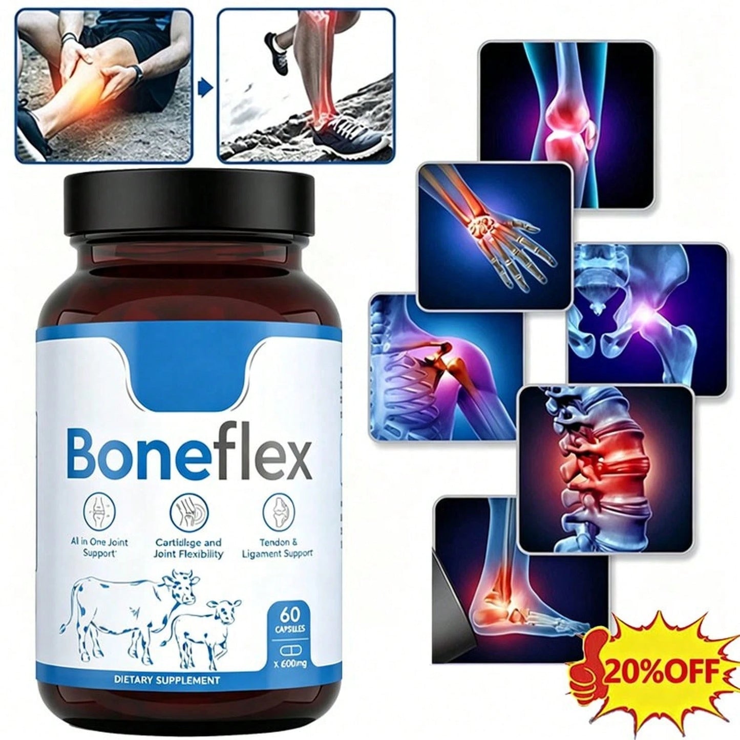 High Demand!Boneflex Capsules Premium Joint Support Supplement For Knee &Amp; Cartilage Health.Women Daily Nutrient Support!