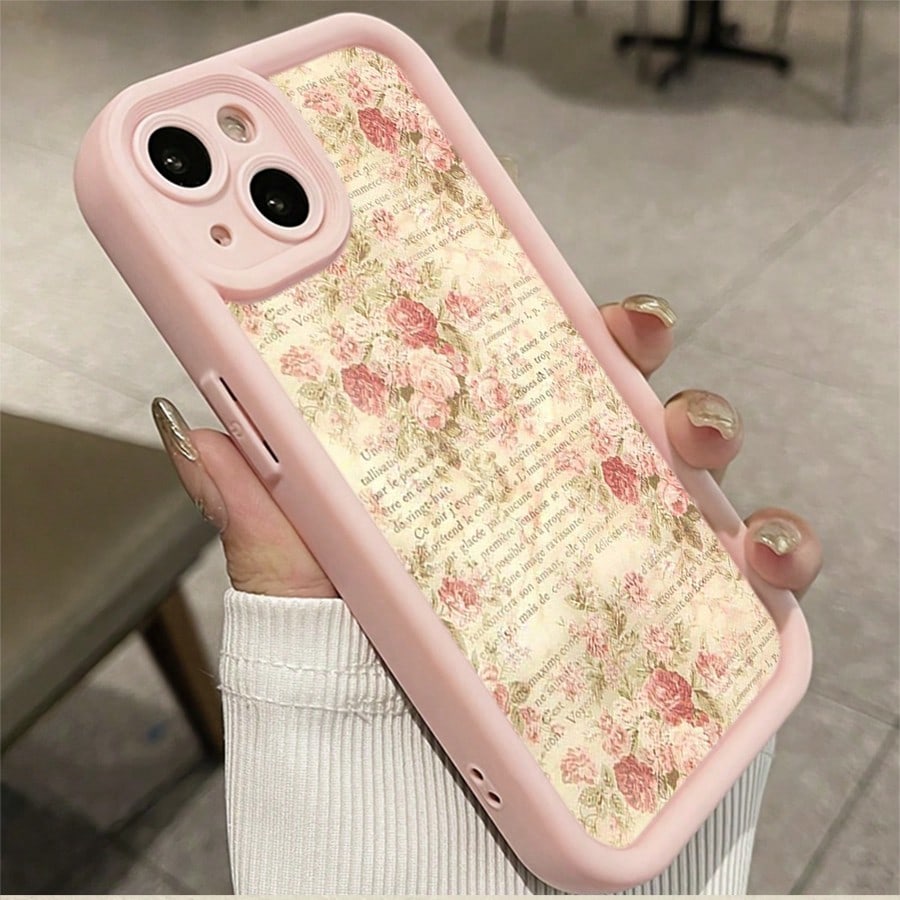 Pretty Pink Floral Text Background Black Phone Case For IPhone X/XS/11/12/13/14/15/16 Pro- Sleek & Durable Cover For Cool Guys & Girls, Anti-Scratch With Full Camera Protection- Perfect Unisex Gift