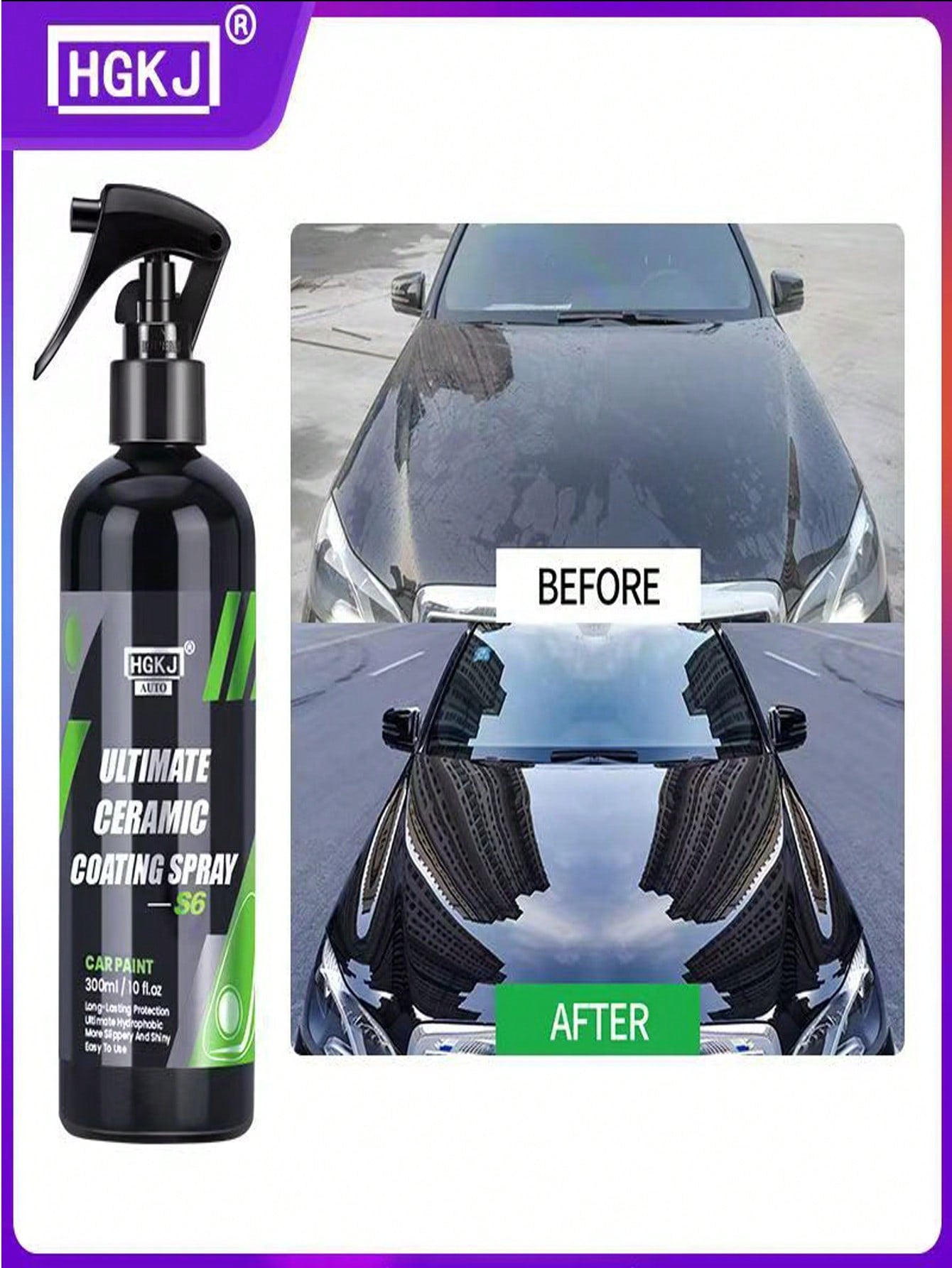 rayhong HGKJ S6 Ultimate Ceramic Coating Spray- Nano Car Coating Spray For Extended Protection And Paint Care, Quick-Acting Coating Agent For Automotive Paint, Nano Crystal Spray Wax, Clear Coat Spra
