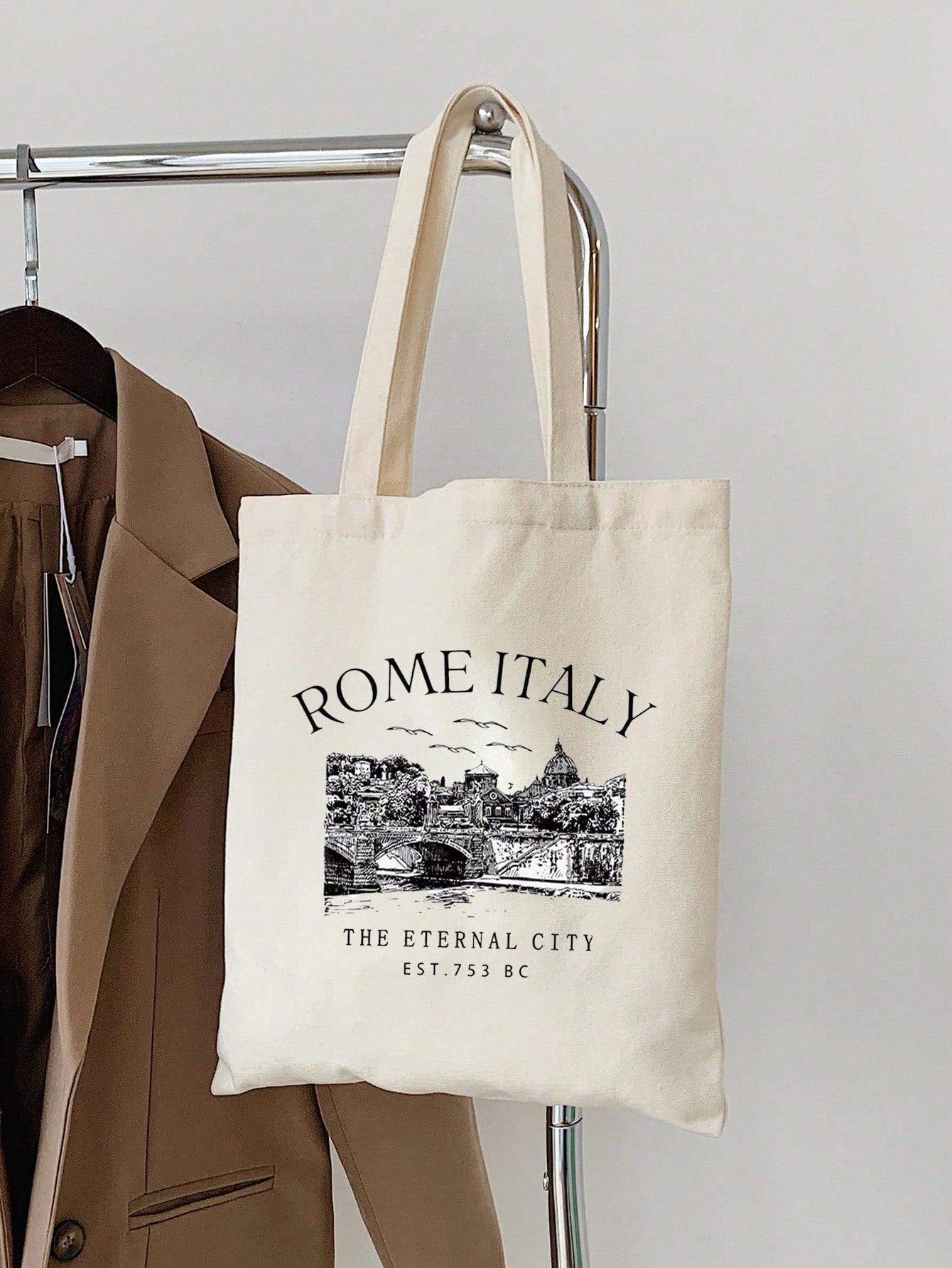 Roman Alphabet Pattern Shopping Bag, Women's Reusable Letter Print Tote Bag, Casual Shoulder Bag, Large Capacity Student Shopping Bag, Best Gift For Teachers, Women, Girlfriends And Family, School Bag