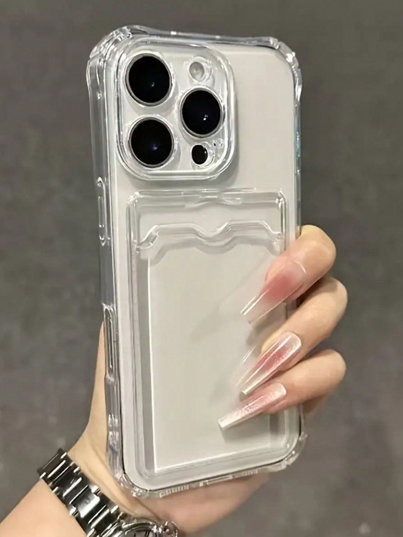 Transparent Card Slot Phone Case Compatible With IPhone 15 14 13 12 11 Pro Max 14Plus, Transparent Wallet Silicone Shockproof Back Cover