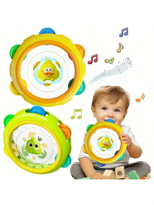 0-3 Years Old Children's Vibrating Hand Drum Toy: Colorful Frog And Chicken Shaped Toys, With Yellow Duckling And Chick Patterned Baby Rattles, Ideal Gifts For Back To School, Halloween And Christmas