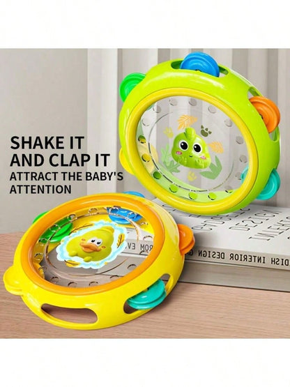 0-3 Years Old Children's Vibrating Hand Drum Toy: Colorful Frog And Chicken Shaped Toys, With Yellow Duckling And Chick Patterned Baby Rattles, Ideal Gifts For Back To School, Halloween And Christmas