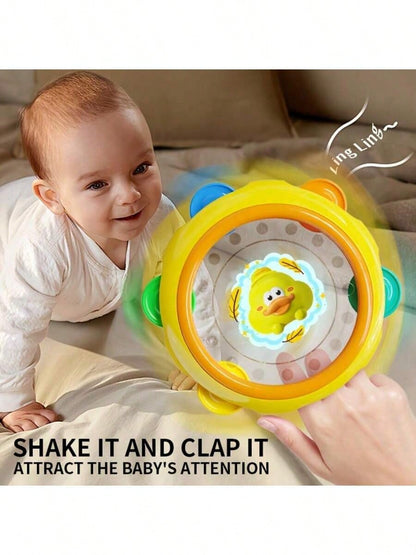 0-3 Years Old Children's Vibrating Hand Drum Toy: Colorful Frog And Chicken Shaped Toys, With Yellow Duckling And Chick Patterned Baby Rattles, Ideal Gifts For Back To School, Halloween And Christmas