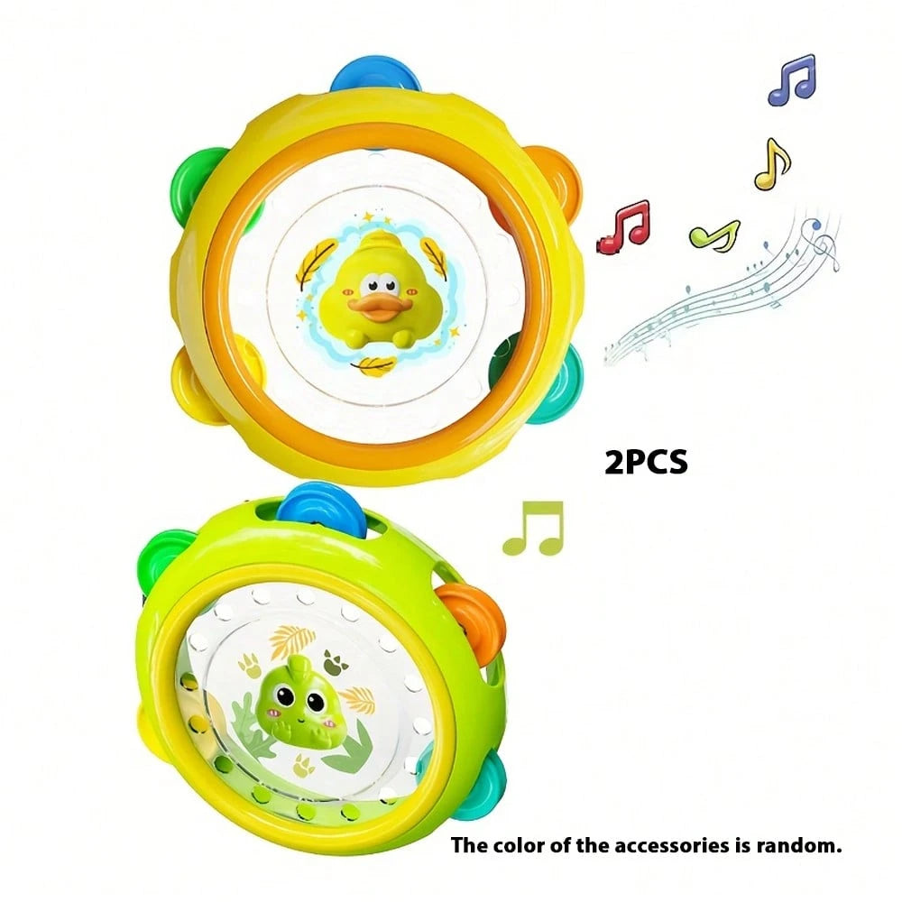 0-3 Years Old Children's Vibrating Hand Drum Toy: Colorful Frog And Chicken Shaped Toys, With Yellow Duckling And Chick Patterned Baby Rattles, Ideal Gifts For Back To School, Halloween And Christmas