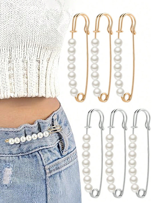 1-10pcs Faux Pearl Brooch Pins, 2.75 Inches, Suitable For Women's Clothing, Dresses, Pants, Skirts And Other Accessories, Can Be Used For Sweaters, Shawls, Etc.