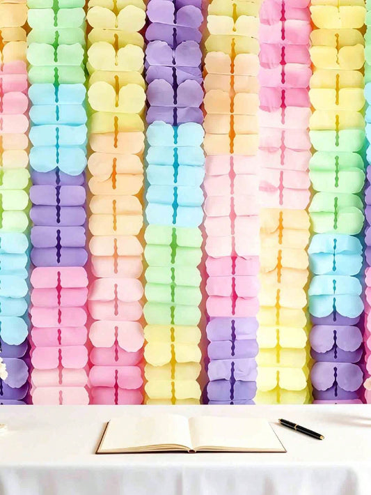 1/2/4pcs Rainbow Party Decoration Ribbon Garland, Multicolor Clover Paper Garland, Colorful Paper Garland, Clover Pattern, Colorful Ribbon Garland, Suitable For Birthday Party, Baby Shower, Baby Party
