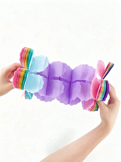 1/2/4pcs Rainbow Party Decoration Ribbon Garland, Multicolor Clover Paper Garland, Colorful Paper Garland, Clover Pattern, Colorful Ribbon Garland, Suitable For Birthday Party, Baby Shower, Baby Party