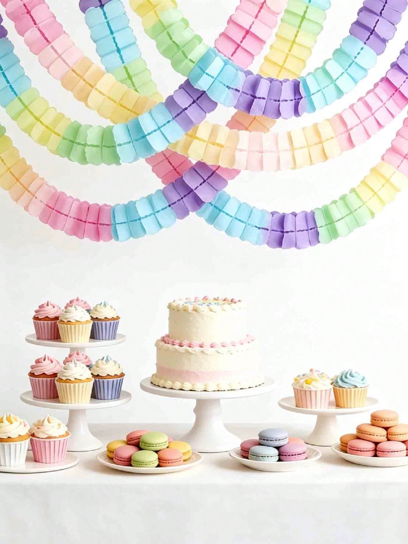 1/2/4pcs Rainbow Party Decoration Ribbon Garland, Multicolor Clover Paper Garland, Colorful Paper Garland, Clover Pattern, Colorful Ribbon Garland, Suitable For Birthday Party, Baby Shower, Baby Party