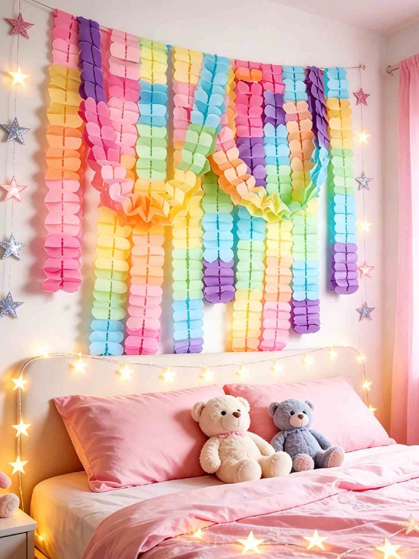 1/2/4pcs Rainbow Party Decoration Ribbon Garland, Multicolor Clover Paper Garland, Colorful Paper Garland, Clover Pattern, Colorful Ribbon Garland, Suitable For Birthday Party, Baby Shower, Baby Party