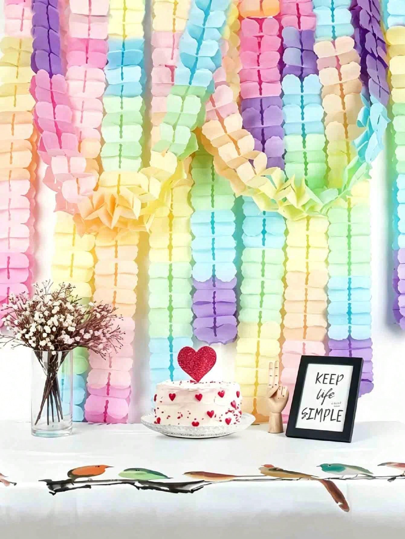 1/2/4pcs Rainbow Party Decoration Ribbon Garland, Multicolor Clover Paper Garland, Colorful Paper Garland, Clover Pattern, Colorful Ribbon Garland, Suitable For Birthday Party, Baby Shower, Baby Party