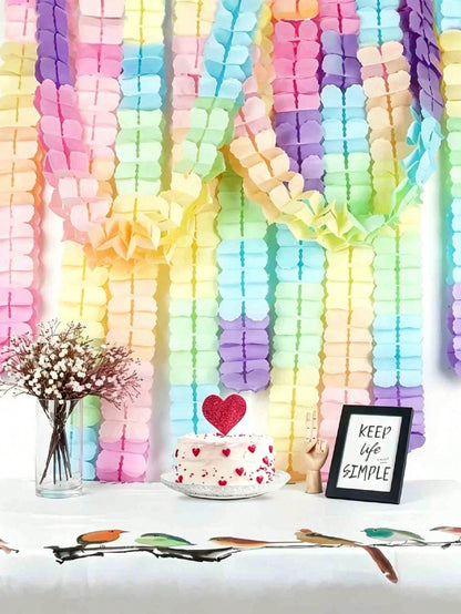 1/2/4pcs Rainbow Party Decoration Ribbon Garland, Multicolor Clover Paper Garland, Colorful Paper Garland, Clover Pattern, Colorful Ribbon Garland, Suitable For Birthday Party, Baby Shower, Baby Party