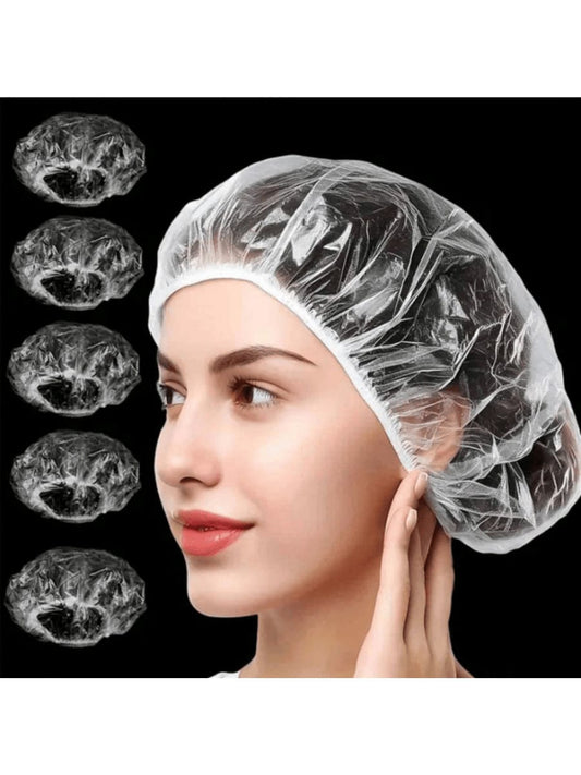 1/20/50/100pcs Disposable Plastic Shower Caps- Perfect For Hair Dyeing And Beauty Salons!