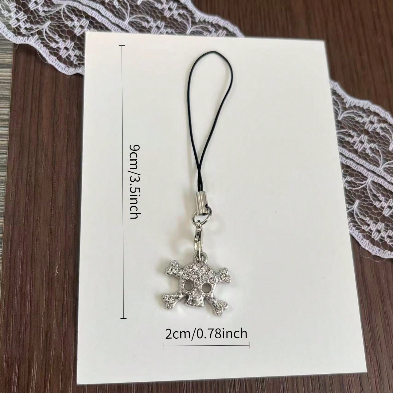1/2pcs Diamond Skull Phone Charm, Minimalist Edgy Street Style Phone Pendant, Suitable For Smartphone, Keychain, Earphone