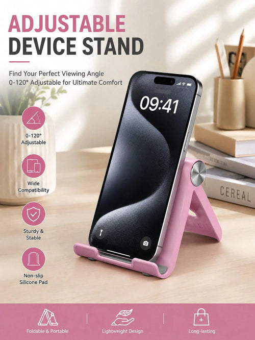 1/2pcs Foldable Portable Desktop Phone Stand, Premium ABS, Adjustable Angle, Compact Lightweight Pocket Size, Suitable For All Smartphones And Tablets, Stable Anti-Slip, Space Saving