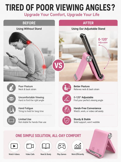 1/2pcs Foldable Portable Desktop Phone Stand, Premium ABS, Adjustable Angle, Compact Lightweight Pocket Size, Suitable For All Smartphones And Tablets, Stable Anti-Slip, Space Saving