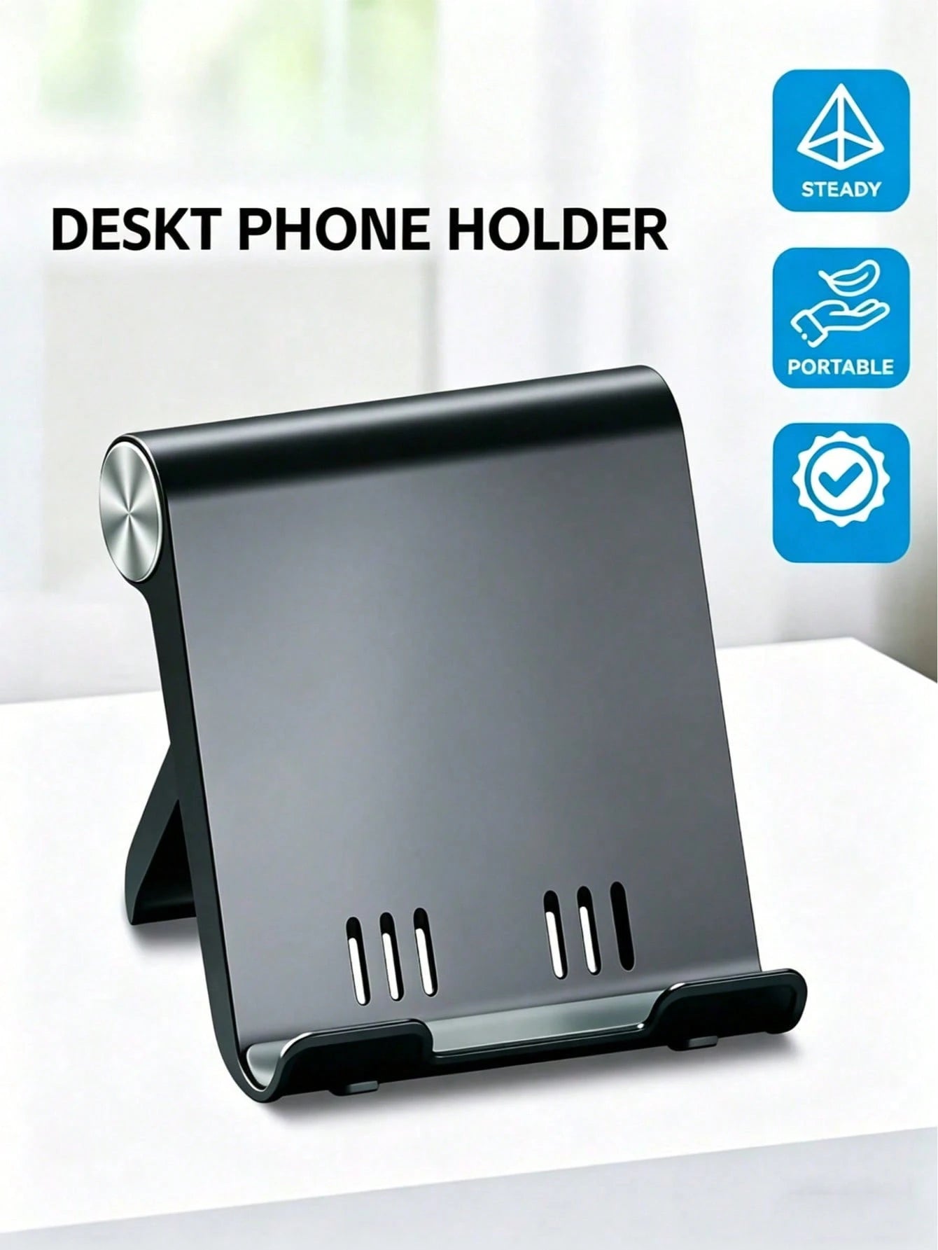 1/2pcs Foldable Portable Desktop Phone Stand, Premium ABS, Adjustable Angle, Compact Lightweight Pocket Size, Suitable For All Smartphones And Tablets, Stable Anti-Slip, Space Saving