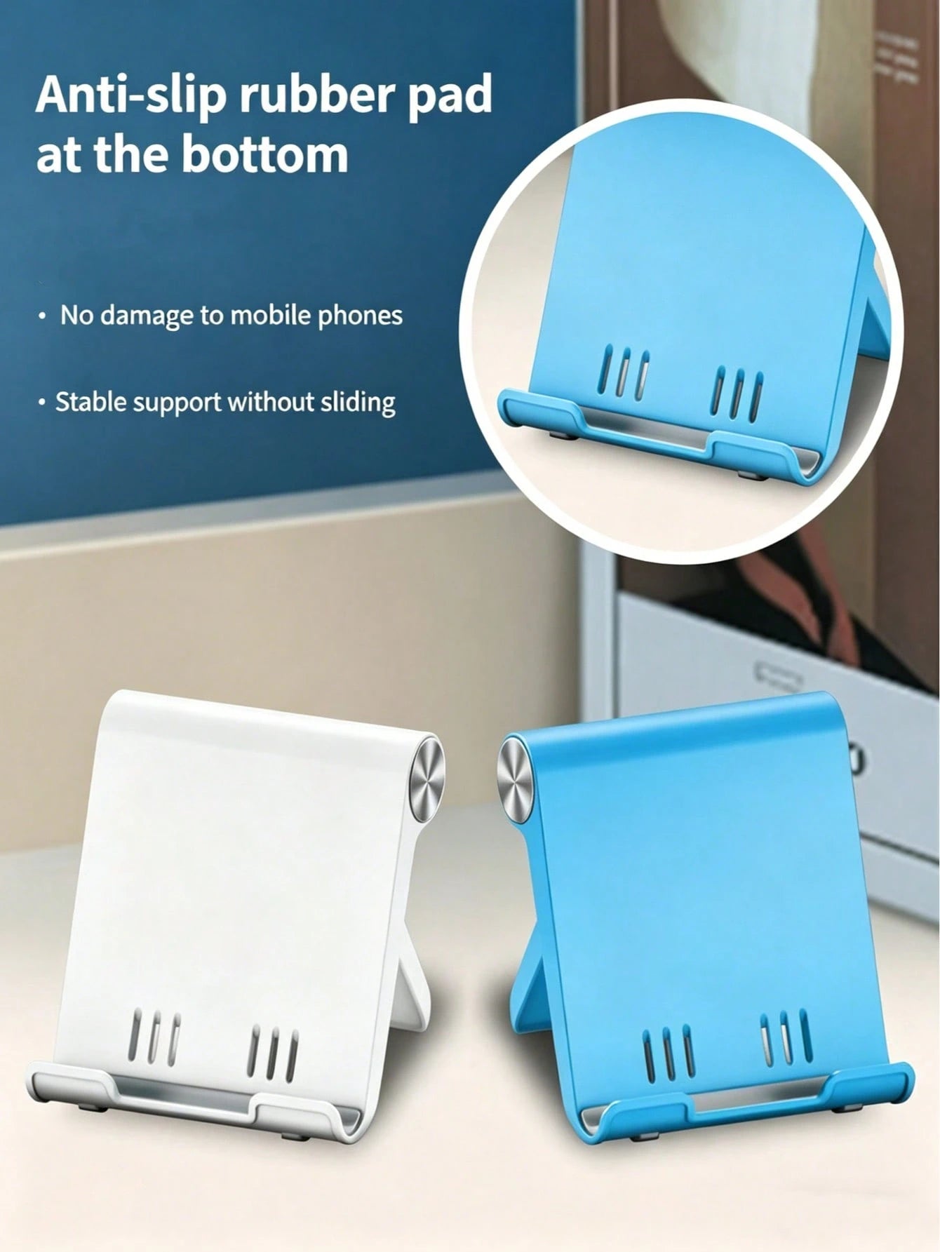 1/2pcs Foldable Portable Desktop Phone Stand, Premium ABS, Adjustable Angle, Compact Lightweight Pocket Size, Suitable For All Smartphones And Tablets, Stable Anti-Slip, Space Saving