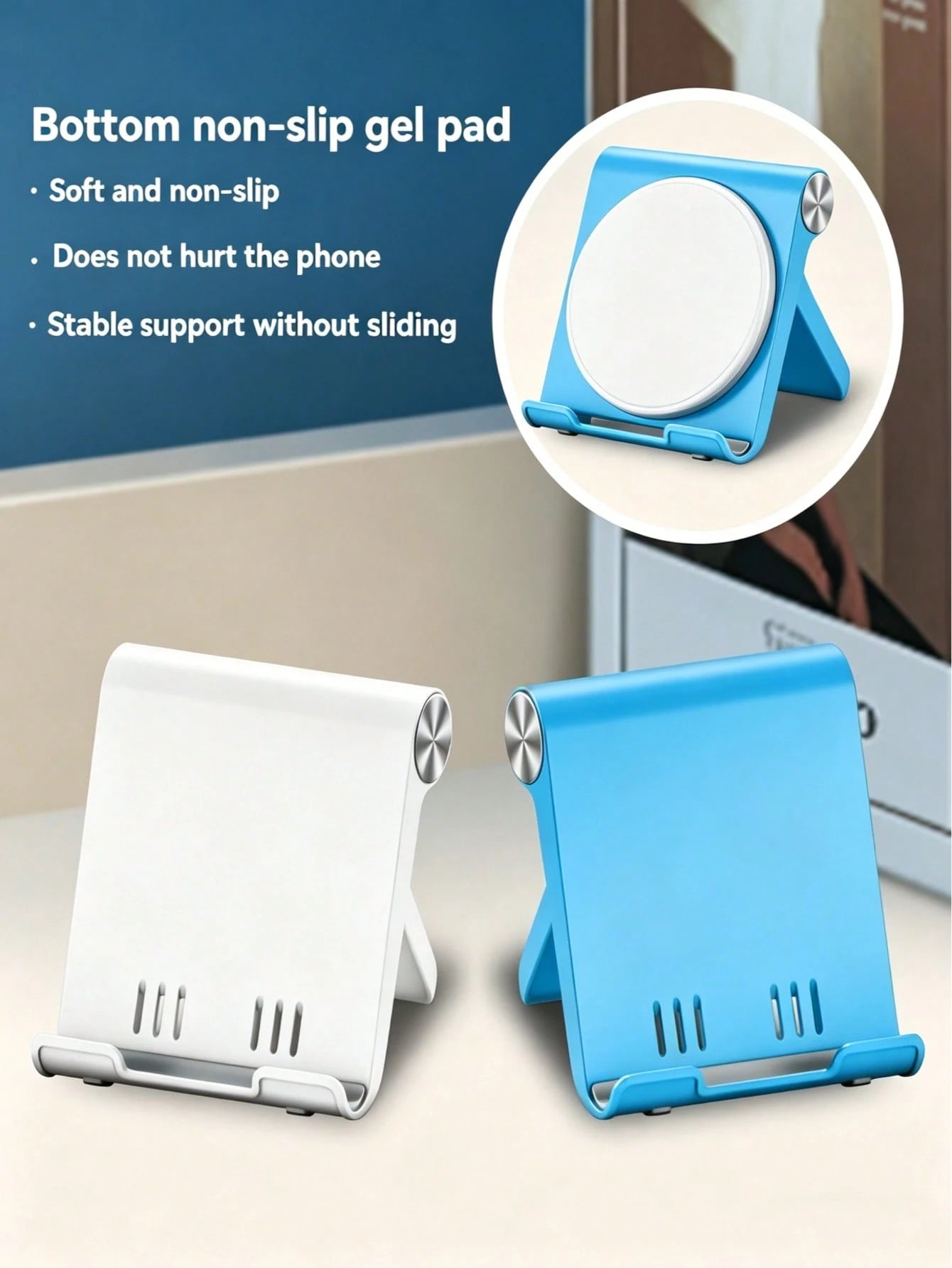 1/2pcs Foldable Portable Desktop Phone Stand, Premium ABS, Adjustable Angle, Compact Lightweight Pocket Size, Suitable For All Smartphones And Tablets, Stable Anti-Slip, Space Saving