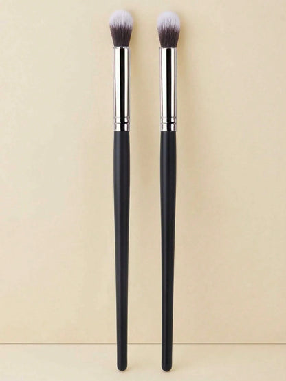 1/2pcs Glossy Handle Makeup Brushes, Soft & Dense Bristles, Unisex, Suitable For Concealer, Blending, Powder, Liquid, Cream And Polishing Cosmetics. Can Be Used For Nose Contouring, Blemish Coverage.