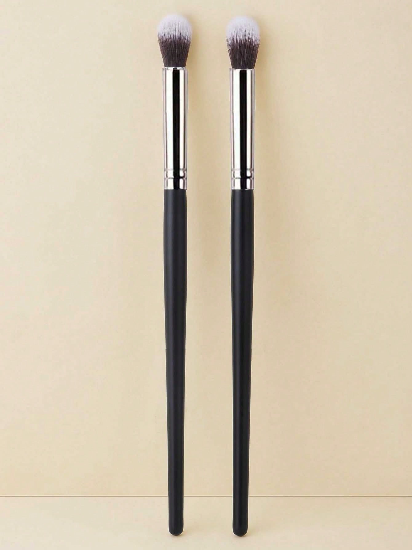 1/2pcs Glossy Handle Makeup Brushes, Soft & Dense Bristles, Unisex, Suitable For Concealer, Blending, Powder, Liquid, Cream And Polishing Cosmetics. Can Be Used For Nose Contouring, Blemish Coverage.