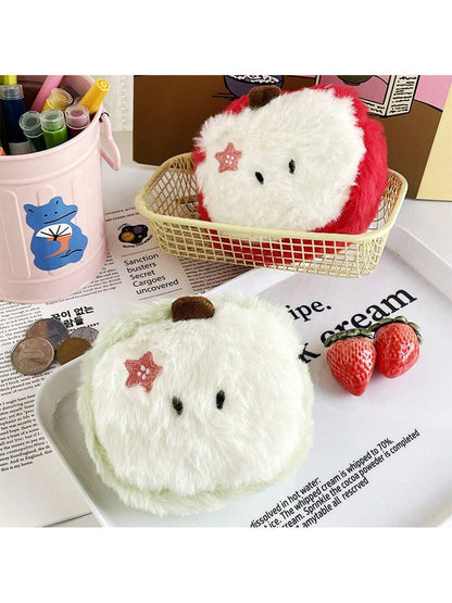 1/2pcs Kawaii Cartoon Mini Apple Plush Coin Wallet Girl Cute Plush Coin Wallet Key Storage Bag Holiday Party Gifts,Cute Pouch