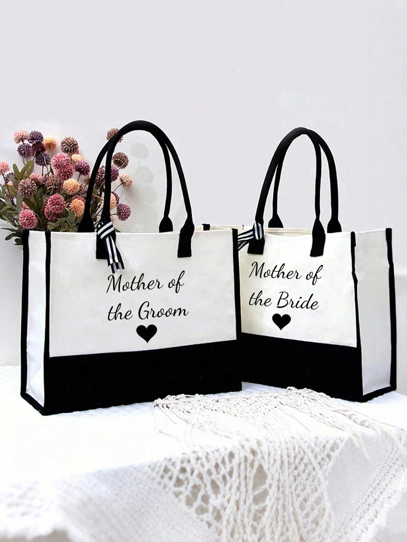 1/2pcs Mother Of The Groom & Mother Of The Bride Canvas Tote Bag, Wedding, Gift For Engagement, Bachelorette Party, Bridal Shower.