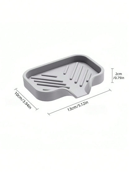 1/2pcs Self-Draining Slanted Silicone Soap Dish, Quick-Drip Soap Holder Tray, Non-Slip Elastic Silicone Soap Storage, Multi-Functional Storage Tray For Bathroom, Kitchen And Shower