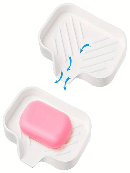 1/2pcs Self-Draining Slanted Silicone Soap Dish, Quick-Drip Soap Holder Tray, Non-Slip Elastic Silicone Soap Storage, Multi-Functional Storage Tray For Bathroom, Kitchen And Shower