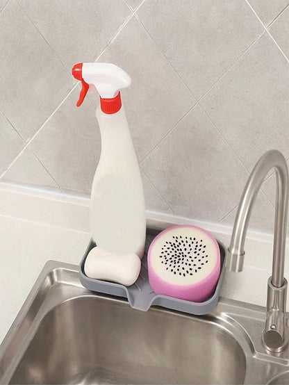 1/2pcs Self-Draining Slanted Silicone Soap Dish, Quick-Drip Soap Holder Tray, Non-Slip Elastic Silicone Soap Storage, Multi-Functional Storage Tray For Bathroom, Kitchen And Shower