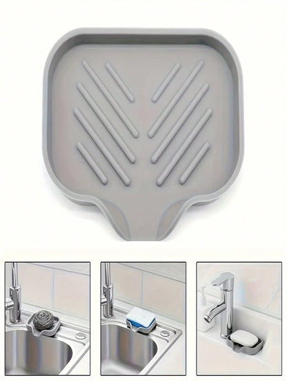 1/2pcs Self-Draining Slanted Silicone Soap Dish, Quick-Drip Soap Holder Tray, Non-Slip Elastic Silicone Soap Storage, Multi-Functional Storage Tray For Bathroom, Kitchen And Shower