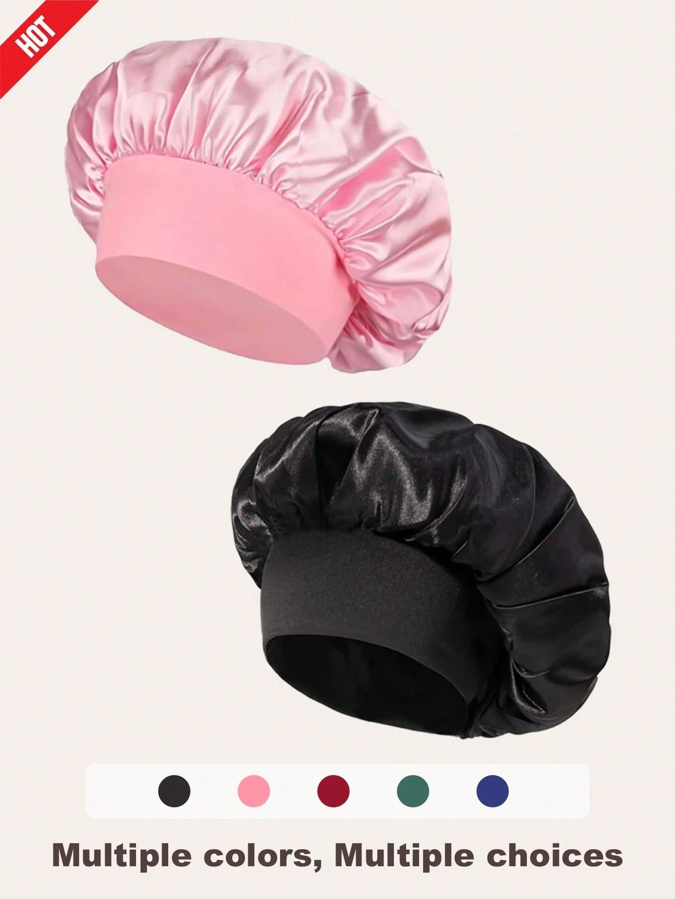1/2pcs Silk Sleep Cap, Satin Hair Cap, Soft Elastic Band Silk Sleep Cap, Suitable For Curly Hair Silk Hair Bonnet, Women's Sleep Hair Cap, Silk Hair Bonnet, Wide Elastic Band Silk Sleep Cap, Soft And