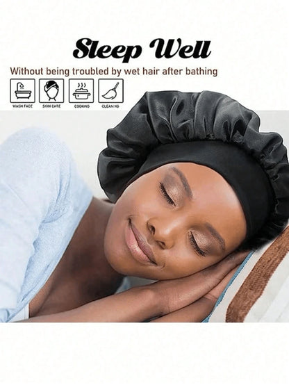 1/2pcs Silk Sleep Cap, Satin Hair Cap, Soft Elastic Band Silk Sleep Cap, Suitable For Curly Hair Silk Hair Bonnet, Women's Sleep Hair Cap, Silk Hair Bonnet, Wide Elastic Band Silk Sleep Cap, Soft And