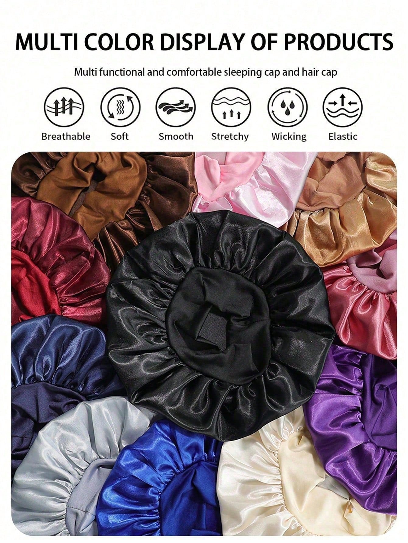 1/2pcs Silk Sleep Cap, Satin Hair Cap, Soft Elastic Band Silk Sleep Cap, Suitable For Curly Hair Silk Hair Bonnet, Women's Sleep Hair Cap, Silk Hair Bonnet, Wide Elastic Band Silk Sleep Cap, Soft And