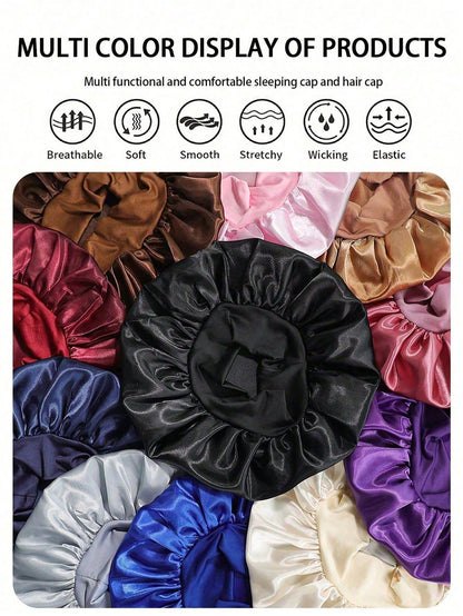 1/2pcs Silk Sleep Cap, Satin Hair Cap, Soft Elastic Band Silk Sleep Cap, Suitable For Curly Hair Silk Hair Bonnet, Women's Sleep Hair Cap, Silk Hair Bonnet, Wide Elastic Band Silk Sleep Cap, Soft And