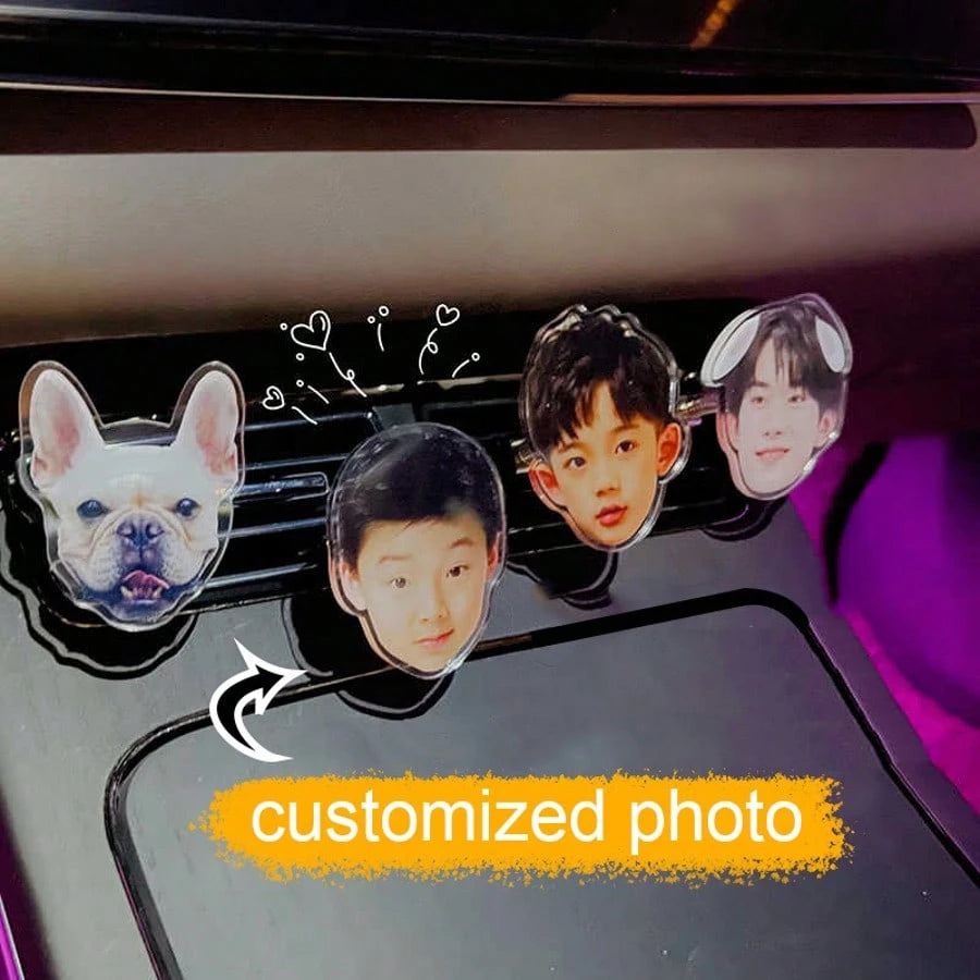 1/3/5pcs Car Air Conditioner Outlet Spring Rocker Photo Customized Decoration Ornaments, Personalized Car Interior Decoration, Wedding Family Graduation Photos