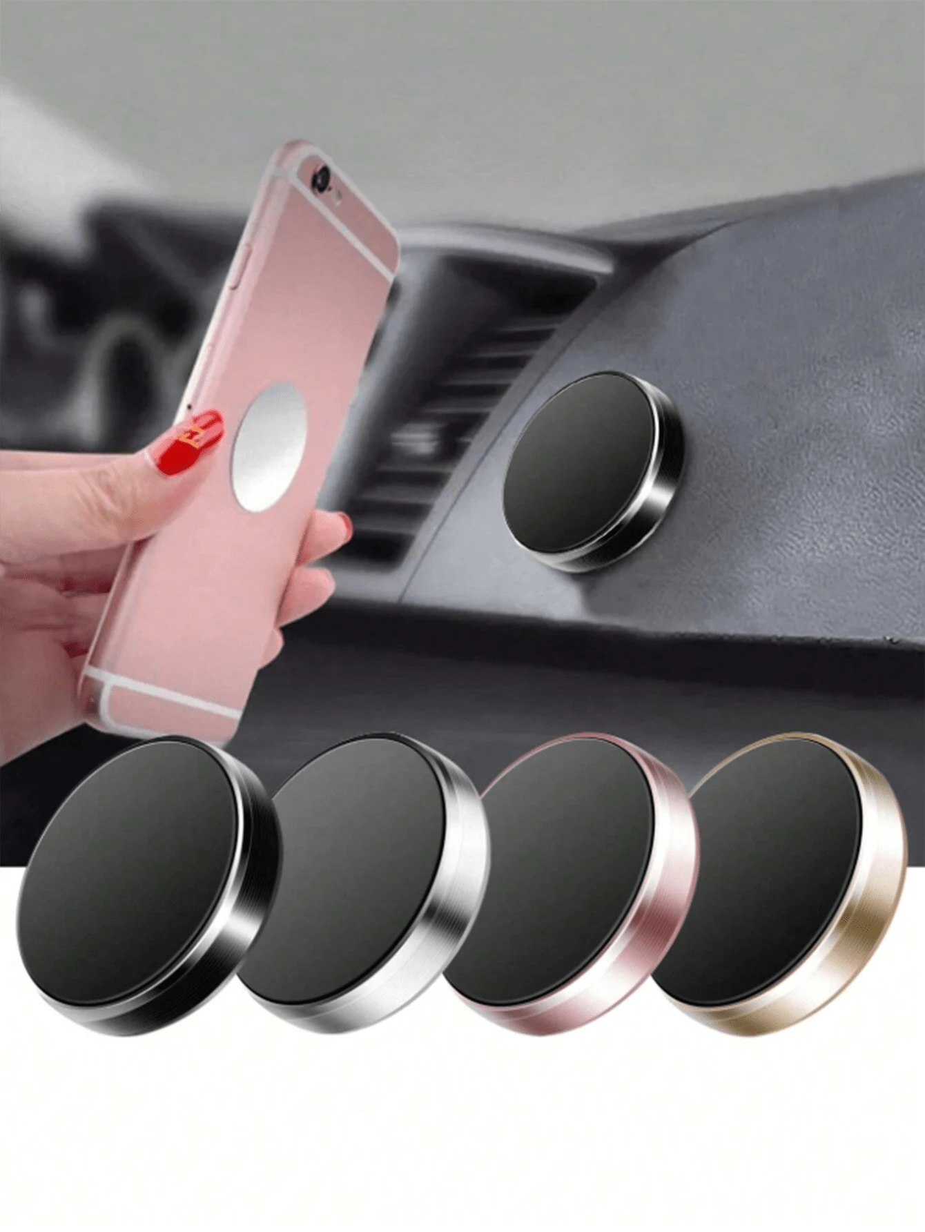 1/3pcs Creative Round Mini Magnetic Car Navigation Dashboard Air Vent Clip Mount Alloy Random Color Phone Holder, Multi-Function Mini Magnetic Adhesive Metal Car Navigation Dashboard Air Vent Clip Mou